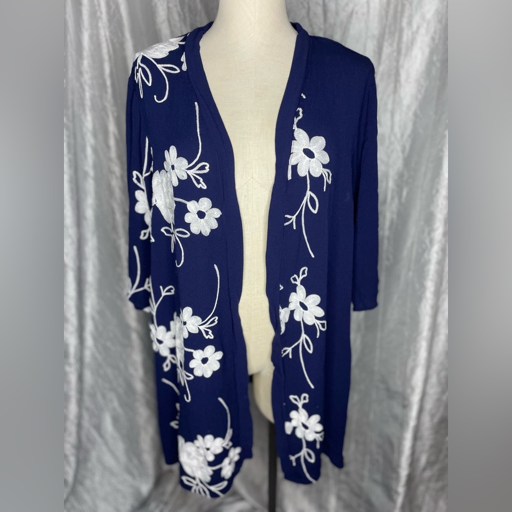 LIV navy blue soft & lightweight cardigan with 3/4 sleeves